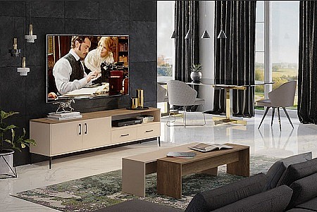 מזנון ושולחן לסלון מבית House Design ייצור ישראלי כחול לבן דגם לירוי מזנון ושולחן לסלון מבית House Design ייצור ישראלי כחול לבן דגם לירוי