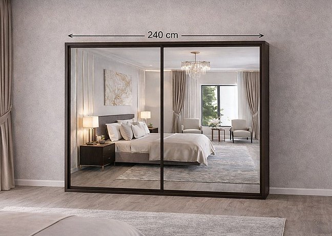 ארון הזזה 2 דלתות מראה כהה/רגילה ברוחב 240 ס"מ כולל טריקה שקטה - דגם פרימיום ארון הזזה 2 דלתות מראה כהה/רגילה ברוחב 240 ס"מ כולל טריקה שקטה - דגם פרימיום