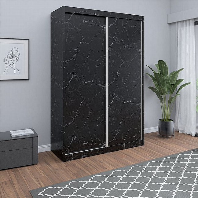 ארון הזזה 2 דלתות דגם ארייה - פורמייקת שיש שחור ארון הזזה 2 דלתות דגם ארייה - פורמייקת שיש שחור